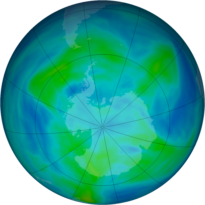 Antarctic ozone map for 05 April 2006